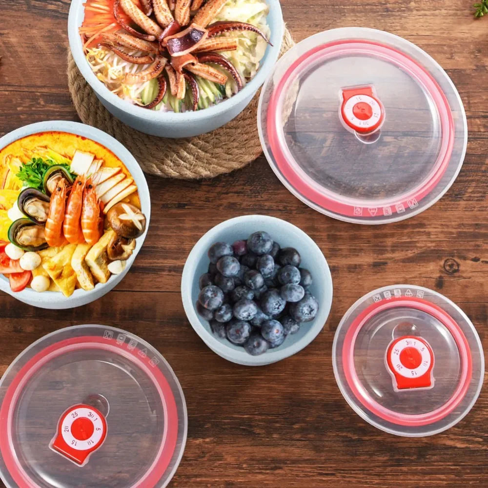 Fiambrera Bento de Paja de Trigo de 3 Piezas, Tazón de Ensalada Ecológico con Tapa, Apto para Microondas, Contenedor de Alimentos, Vajilla de Cocina