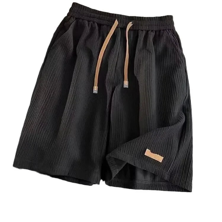 Ice Silk Casual Shorts Unisex Thin American Style Quick Dry Loose Large Size Beach Five-Quarter Pants Summer Lightweight Comfort