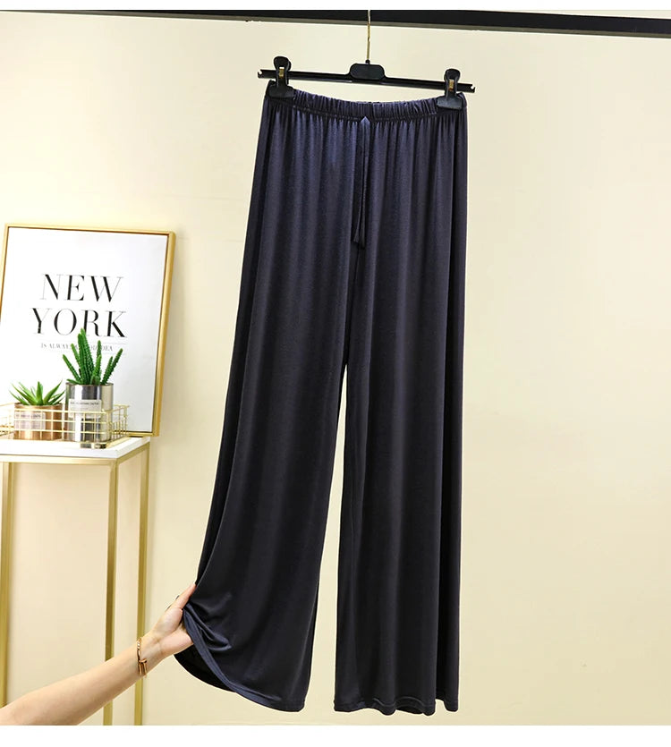 Women's Modal Wide-Leg High-Waisted Lounge Pants - Casual Summer