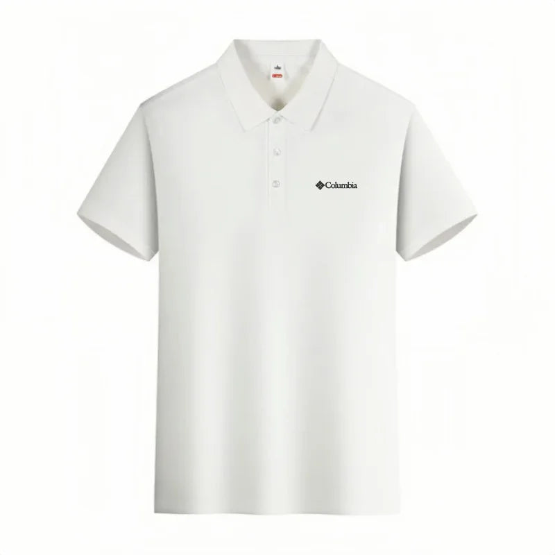 Men's Embroidered Polo Shirt - Short Sleeve Casual Solid Color Top