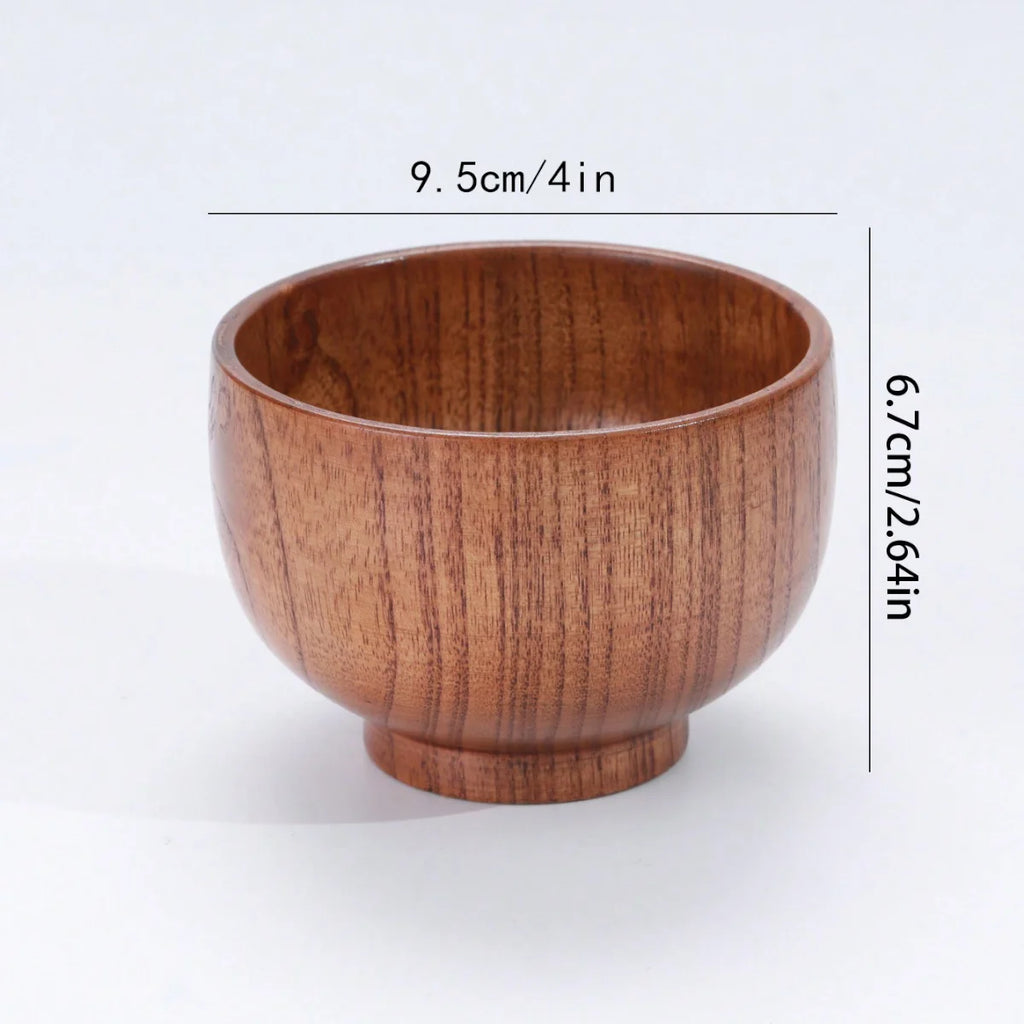 1Pc Stackable Solid Wood Bowl / Available in Large and Small Sizes / Household Wooden Bowl for Salad / Rice / Soup Noodles