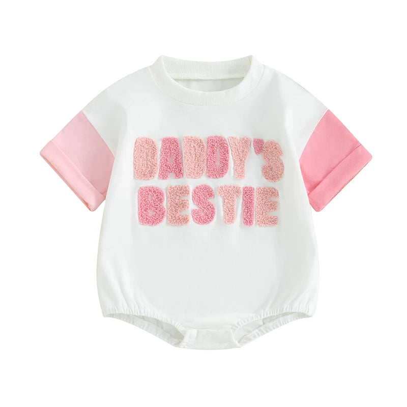 2024-01-17 Lioraitiin Newborn Baby Girl Summer Romper Daddy s Girl Embroidery Romper Short Sleeve Bodysuit Father Gift Clothes