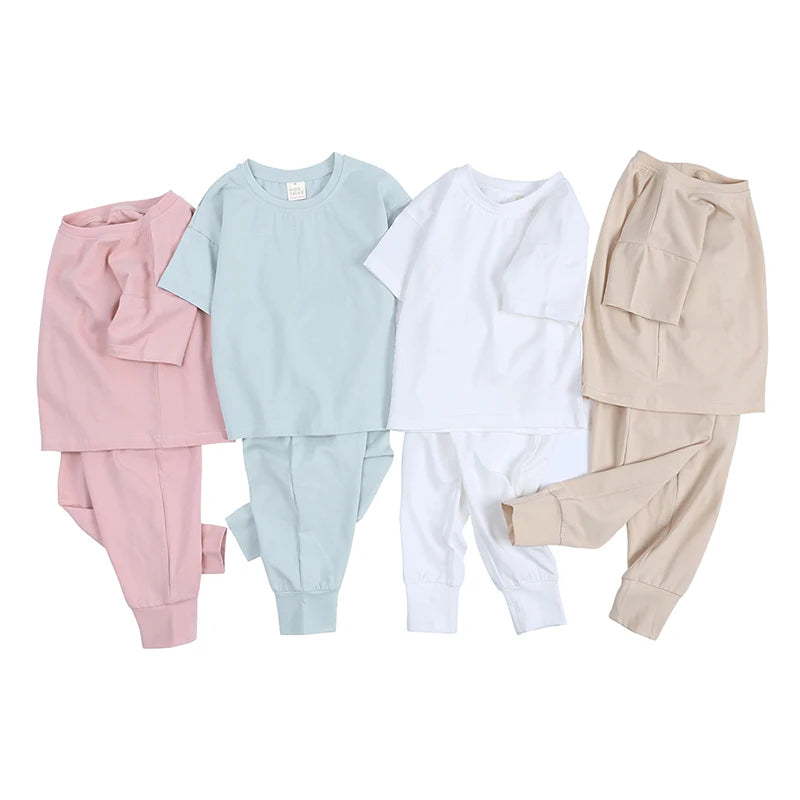 Kids Tales Toddler Unisex Cotton Short Sleeve T-Shirt and Pants Set