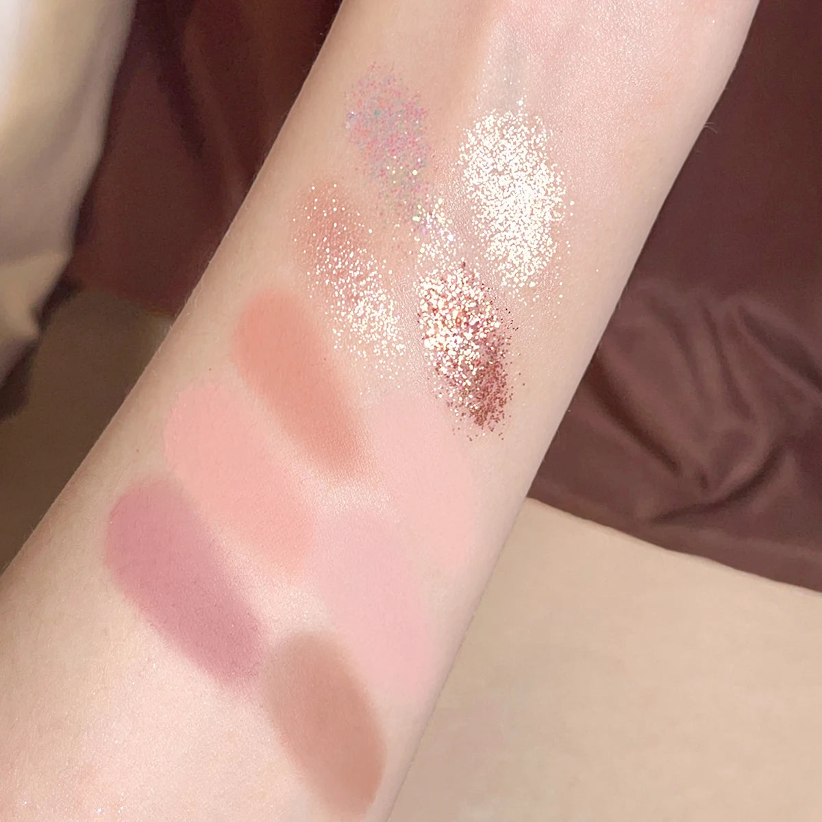 10-color eyeshadow palette matte, soft milk tea tone, soft, low saturation natural makeup, daily contouring makeup