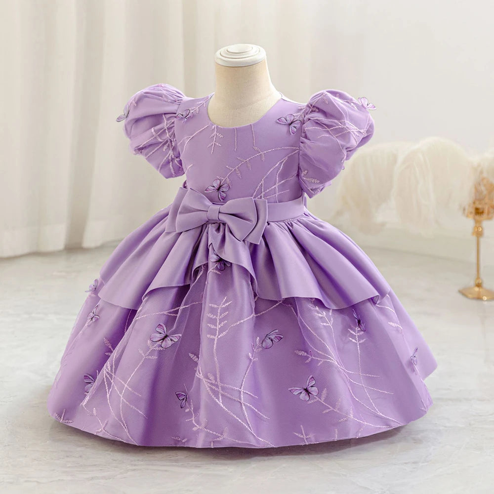 HETISO Butterfly Girl Kid's Dress Casual Cotton Baby's Dresses Spring Summer Child Birthday Ball Gown 1-4 Years