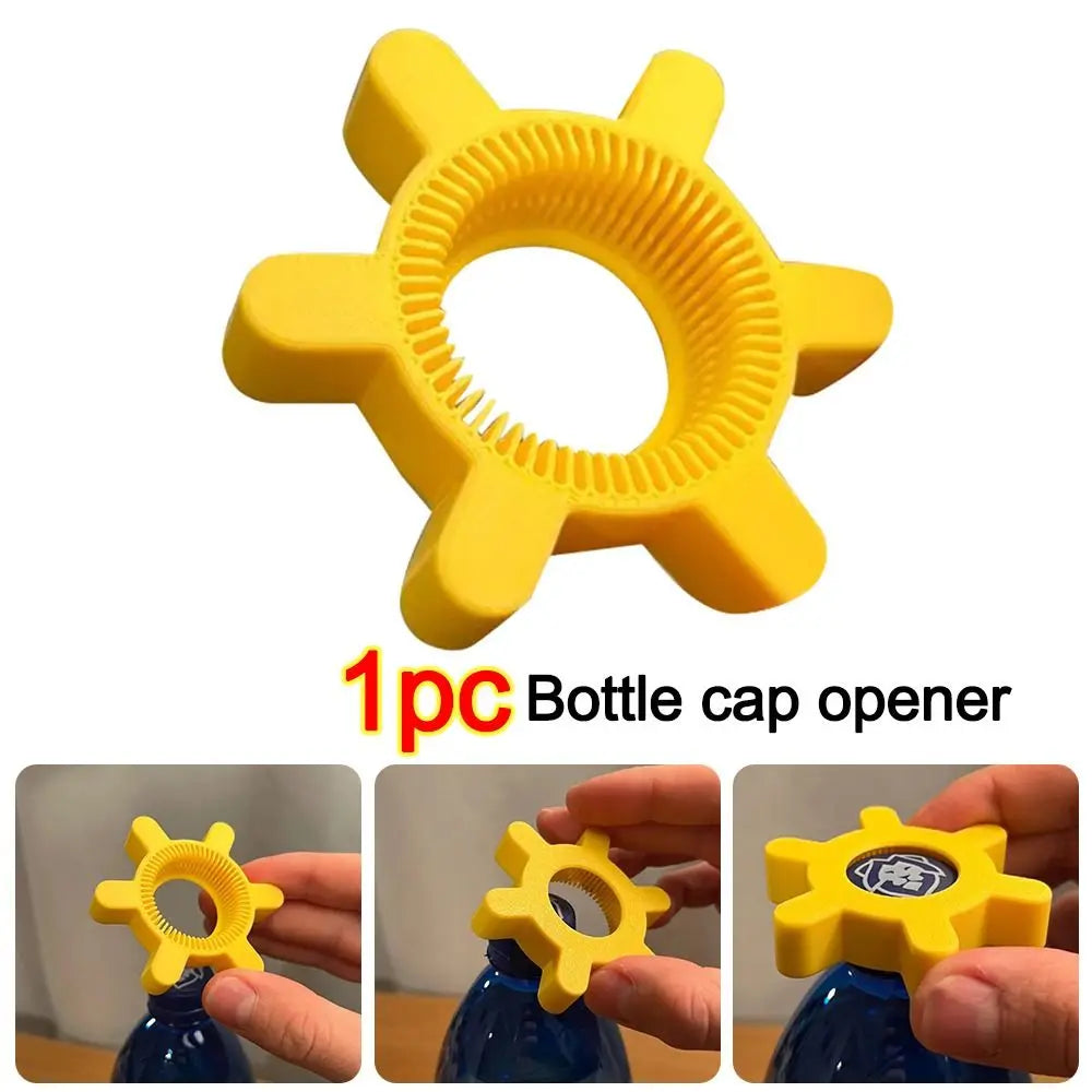 Portable Multi-function Bottle Cap Opener Yellow Bar Supplies Rotary Bottle Opener Plastic Bottle Opener Kitchen Tool
