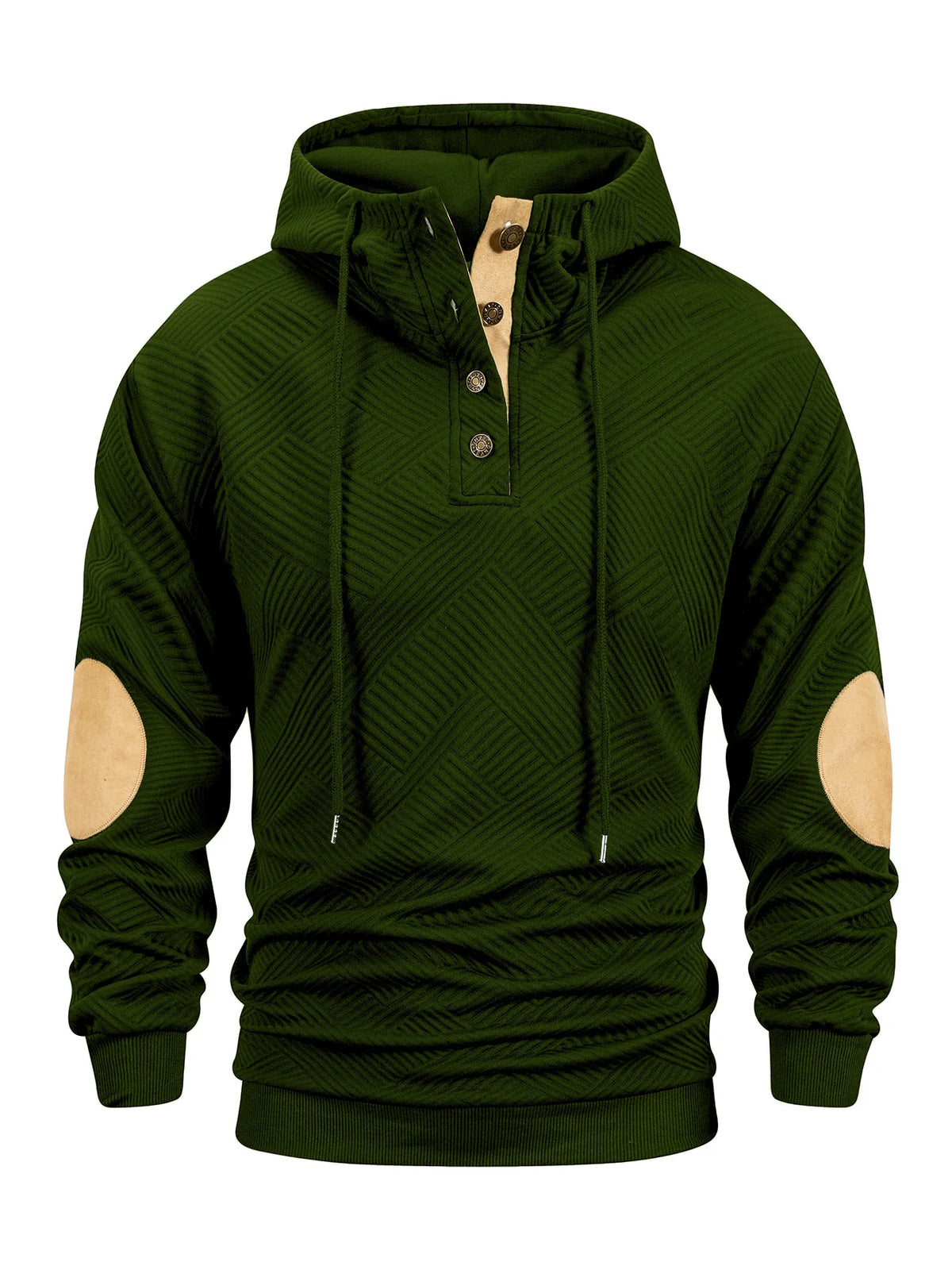 Men's 1/4 Button Hooded Sweatshirt - Casual Long Sleeve Pullover