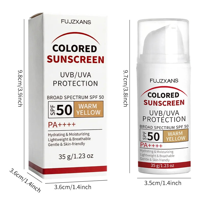 Tinted Sunscreen-Instant Glass Skin Glow BB Cream With SPF 50, Natural Glow,Waterproof, Warm Yellow Tone That Adapts To Skin