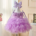 Kids Mesh Party Dress Tutu Elegant Princess Dress Baby Girls Flower Tassel One Year Old Puff Dress Children Costume For A Girl