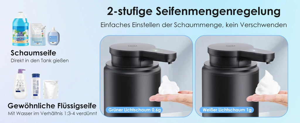 LAOPAO Foam Soap Dispenser Set IPX5 Waterproof USB-C Charging with Sensor Infrared Motion Sensor for Kitchen and Bathroom