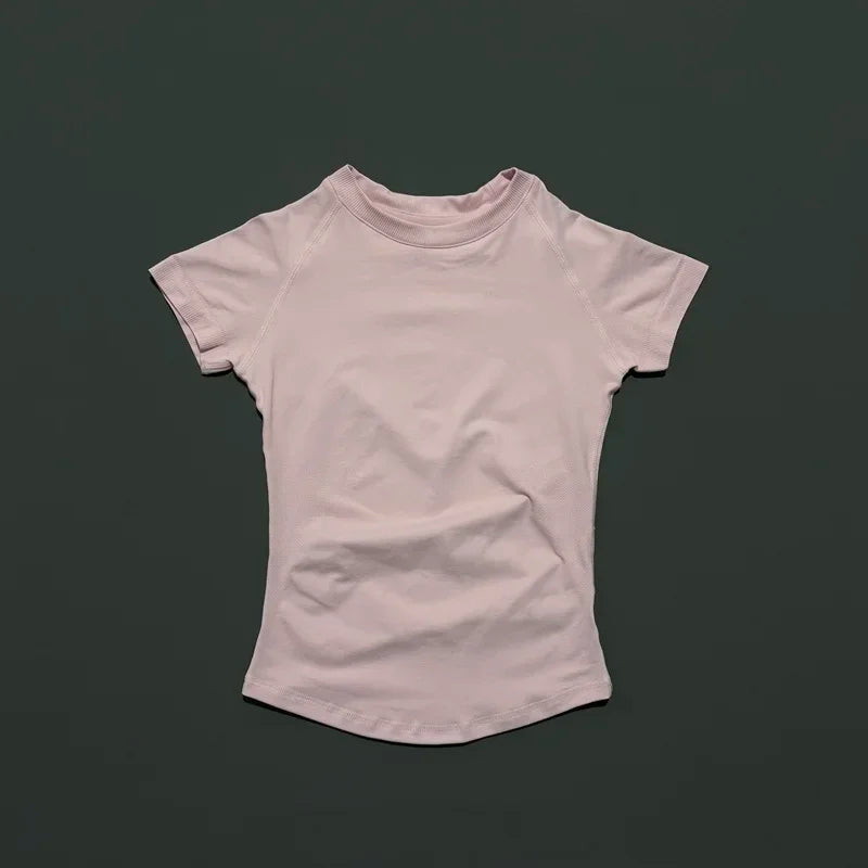 Short Sleeve Seamless Yoga Top Women Quick Dry Breathable Slim Fit Workout Gym Running Fitted Sports T-Shirt Activewear