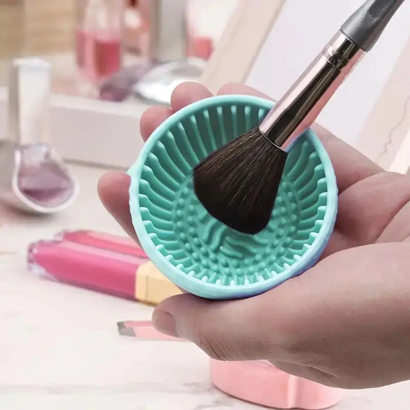 1Pc Quickclean Makeup Brush Cleaner - Premium Silicone Scrubber & Non-Slip Bowl - Effortless Deep Cleaning For All Facial