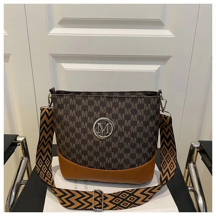 Elegant Women's Crossbody Bag with "M" Badge, Multi-Pocket Design, Adjustable Shoulder Strap, Perfect Gift for Women