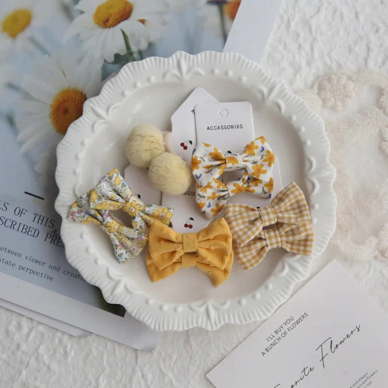 AITOUSHI Girls' Elastic Hair Bow Ties - Cotton Printed Hair Rope