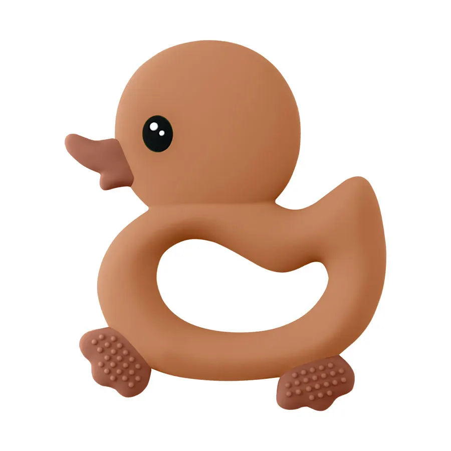 Mordedor de bebé, juguete de pato de dibujos animados, silicona sin BPA, suave juguete de dentición para bebés