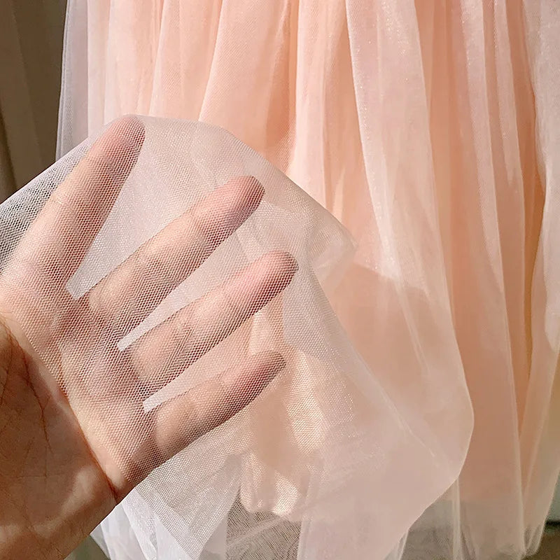 Kids Sweet Mesh Dress 1-6T Summer Children Mesh Tulle Princess Slip Tutu Dresses Girls 6 Colors 3D Flower Mermaid Birthday Dress