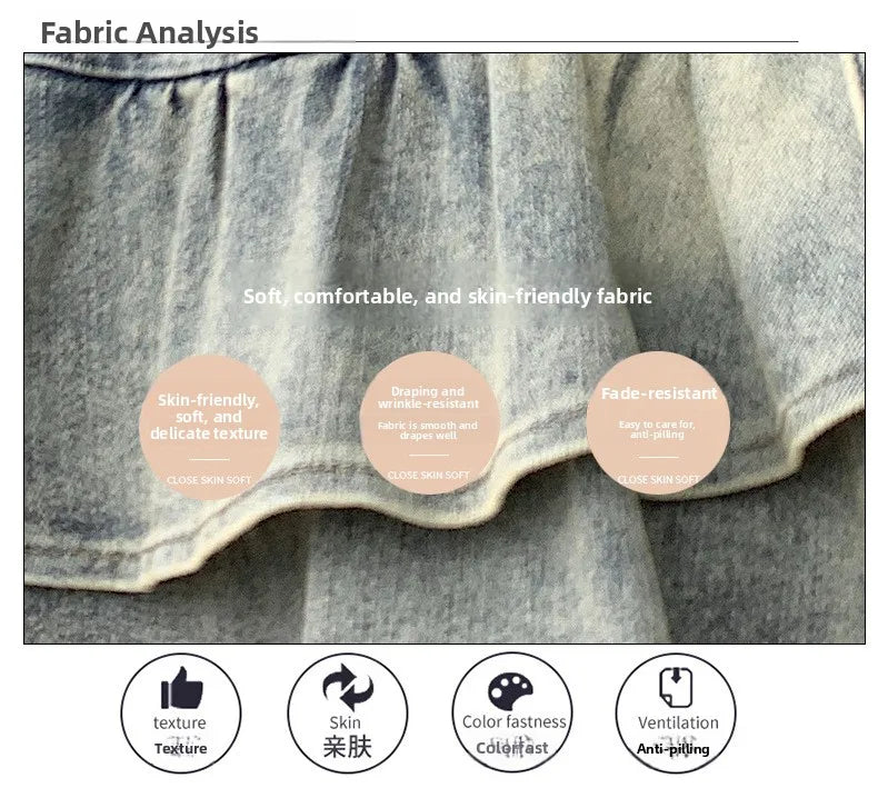 American Pure Desire Spicy Girl Design Elastic Denim Skirt Half-length Pleated Cake Skirt Short Commute High Elasticity