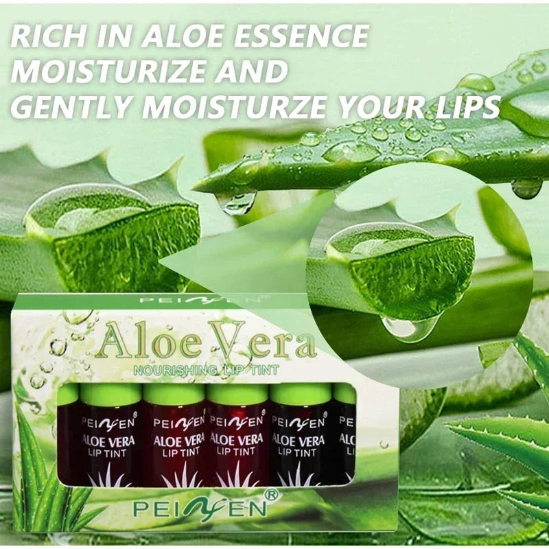 6-Piece Lip Gloss Oil Set,Aloe Vera Liquid Lipstick, Long-Lasting Moisturizing Smudge-Proof Lips Tint ,Non-Sticky Cosmetics