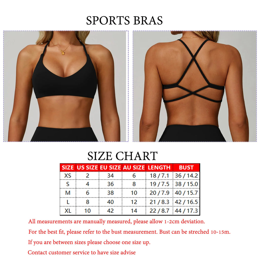 VEQKING Cross Back Women Sports Bra Low Neck Crop Tops for Yoga Detachable Pads Gym Fitness Brallets Quick Dry Soft Workout Tops