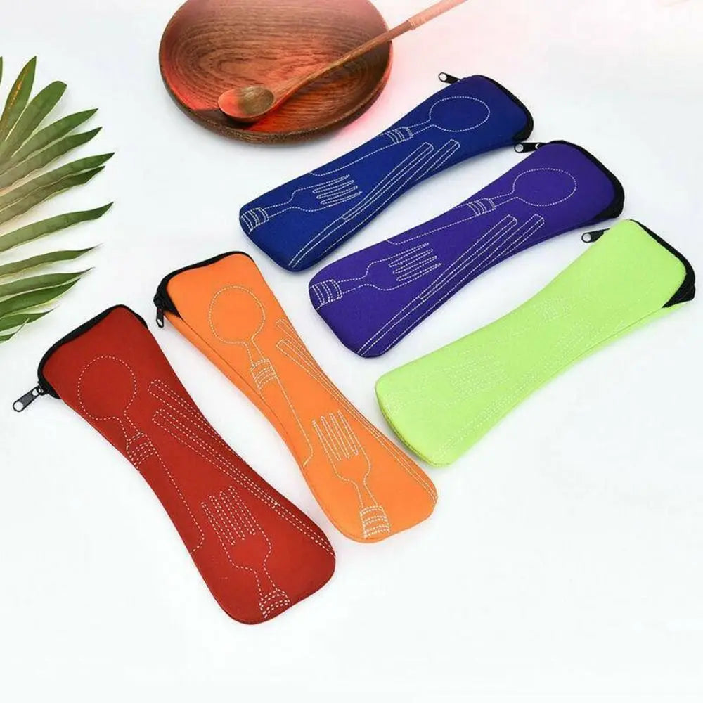 Bolsa de vajilla para viaje, bolsa de vajilla portátil para picnic sin vajilla, estuche de cubiertos, bolsas para picnic, caja de almacenamiento de tenedores y cucharas