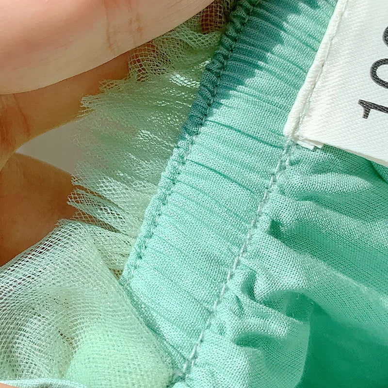 Kids Sweet Mesh Dress 1-6T Summer Children Mesh Tulle Princess Slip Tutu Dresses Girls 6 Colors 3D Flower Mermaid Birthday Dress