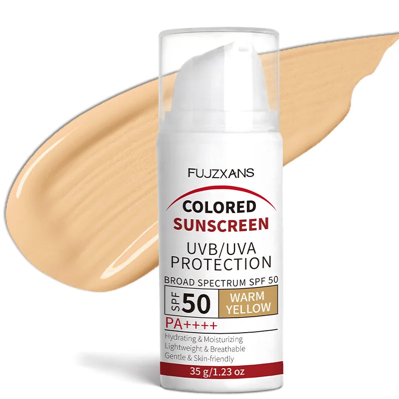 Tinted Sunscreen-Instant Glass Skin Glow BB Cream With SPF 50, Natural Glow,Waterproof, Warm Yellow Tone That Adapts To Skin
