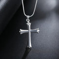 925 Sterling Silver Classic Cross Pendant Necklace For Women'S Man Luxury Fashion Wedding Accessories Jewelry Christmas