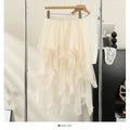 Sweetheart Fairy Dreamy Asymmetrical Tulle Skirt, High Waist A-Line Midi Layered Skirts for Women