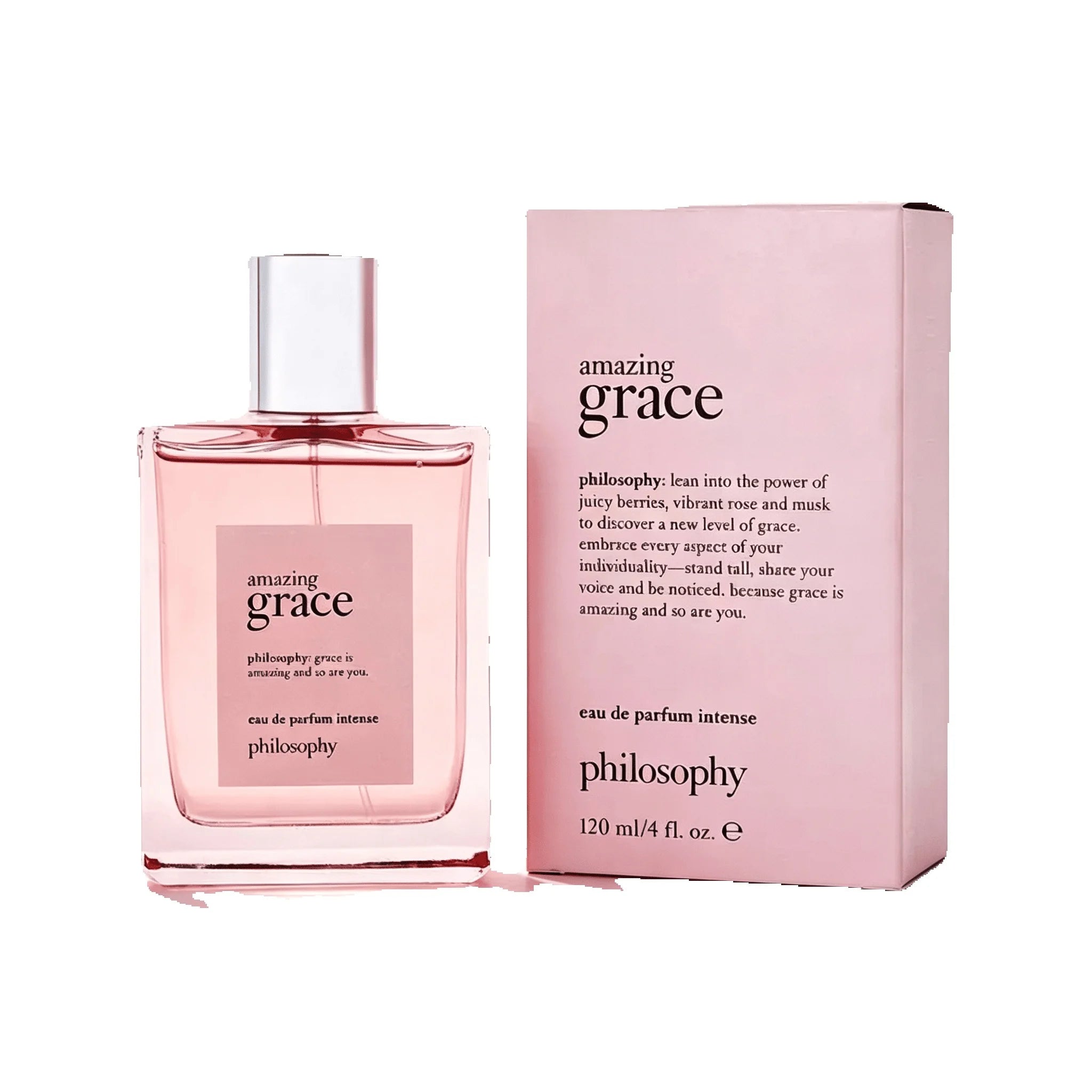 Amazing Grace by Philosophy Eau De Parfum Intense Spray 4 oz (120ml), Authentic Ladies EDP Perfume, Juicy Berry Rose Musk Scent, Long‑Lasting Rich Floral Fragrance for Women Everyday Use