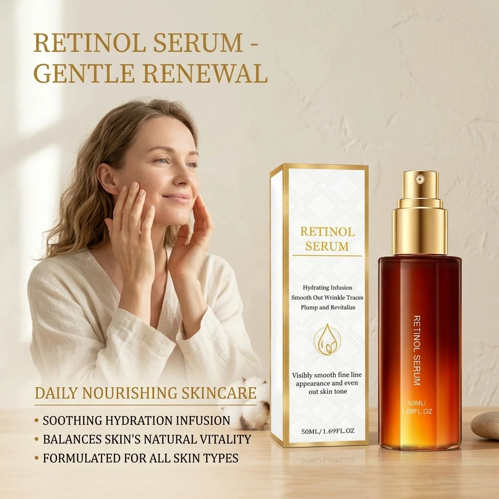 Retinol Facial Serum Moisturizing Soothing Skin Shrink Pore Reduce Fine Line Fade Dark Spot Brightening Lightweight Face Essence