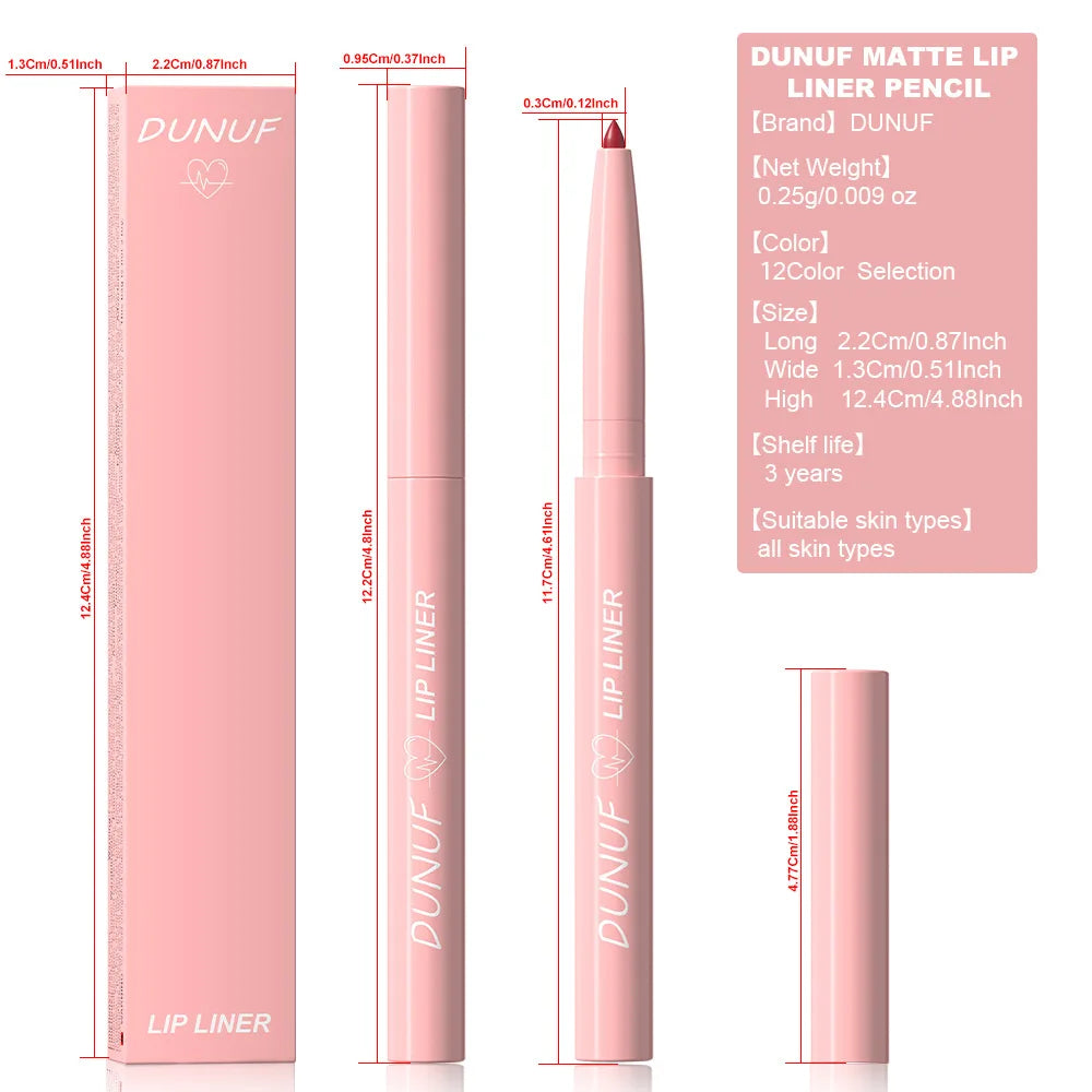 12 Colors Matte Red Brown Lipliner Pencil Waterproof Non-stick Cup Slim Lipstick Make Up Nude Pink Lip Liner Outline Lip Contour