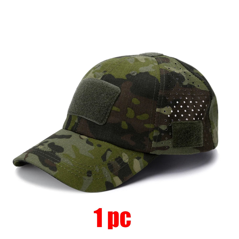 1/2Pcs New Men Camouflage Baseball Cap Breathable Sunscreen Hat Outdoor Sports Hunting Hiking Camping Beach Fishing Sun Hat