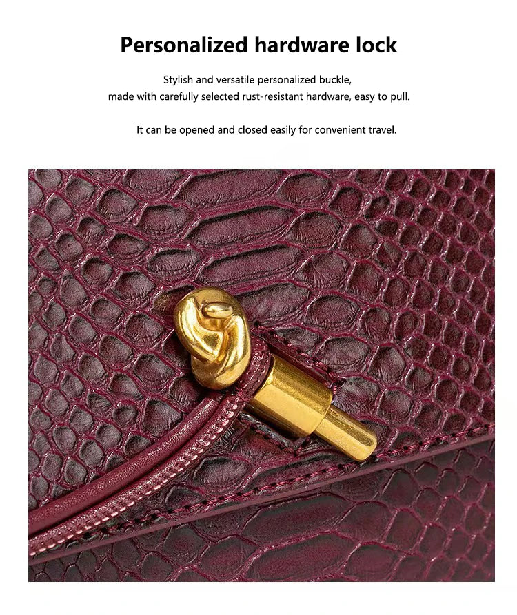 PU Leather Fashion Luxury Top-Handle Bag For Women Evening Handbag Long Purse Crocodile Pattern Crossbody Shoulder Bags