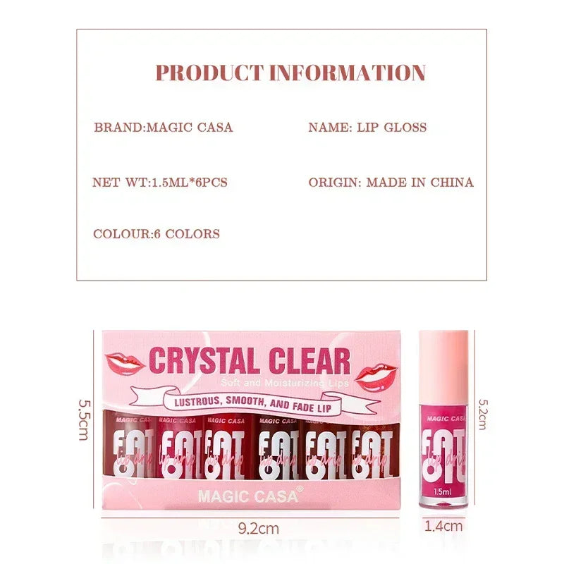 6-Piece Lip Gloss Oil Set,Aloe Vera Liquid Lipstick, Long-Lasting Moisturizing Smudge-Proof Lips Tint ,Non-Sticky Cosmetics