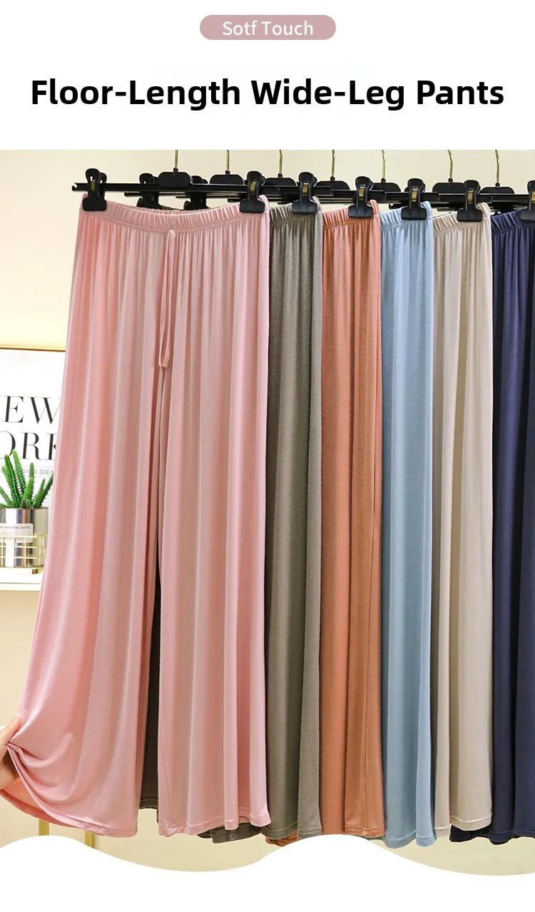 Women's Modal Wide-Leg High-Waisted Lounge Pants - Casual Summer