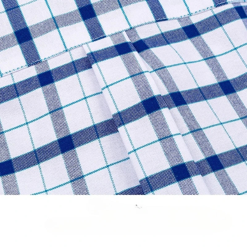 7XL Classic Men's Short Sleeve Shirt 100% Oxford Cotton Casual Plaid Stripe Shirt Business Men's Shirts Short Sleeve Large Size