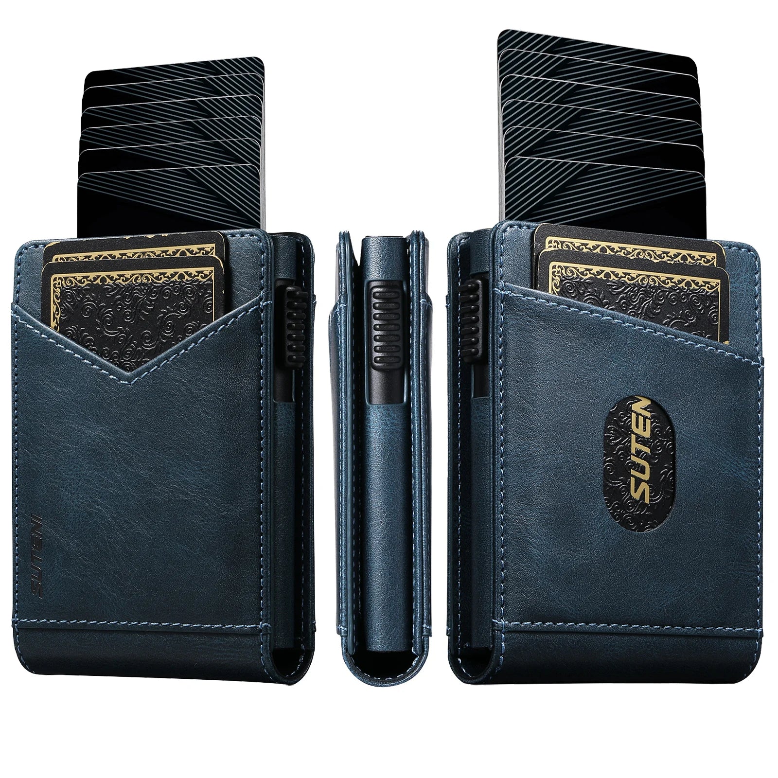 SUTENI Card Slot Wallet Flip Cover Faux Leather Card Box Pressing The Button Automatically Ejects The Card