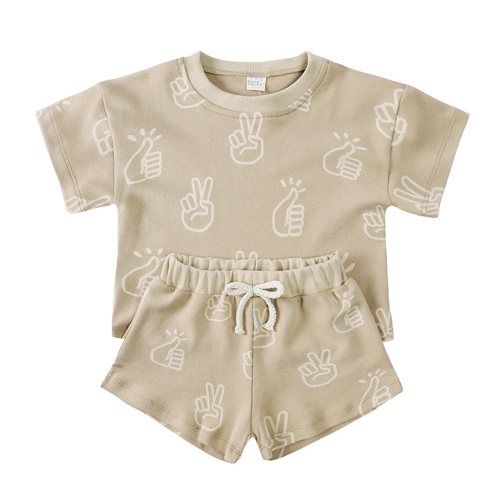 Kids Cotton Summer Clothing Sets 100 Percent Breathable Casual Short Suits For Girls And Boys Ages 1 To 8