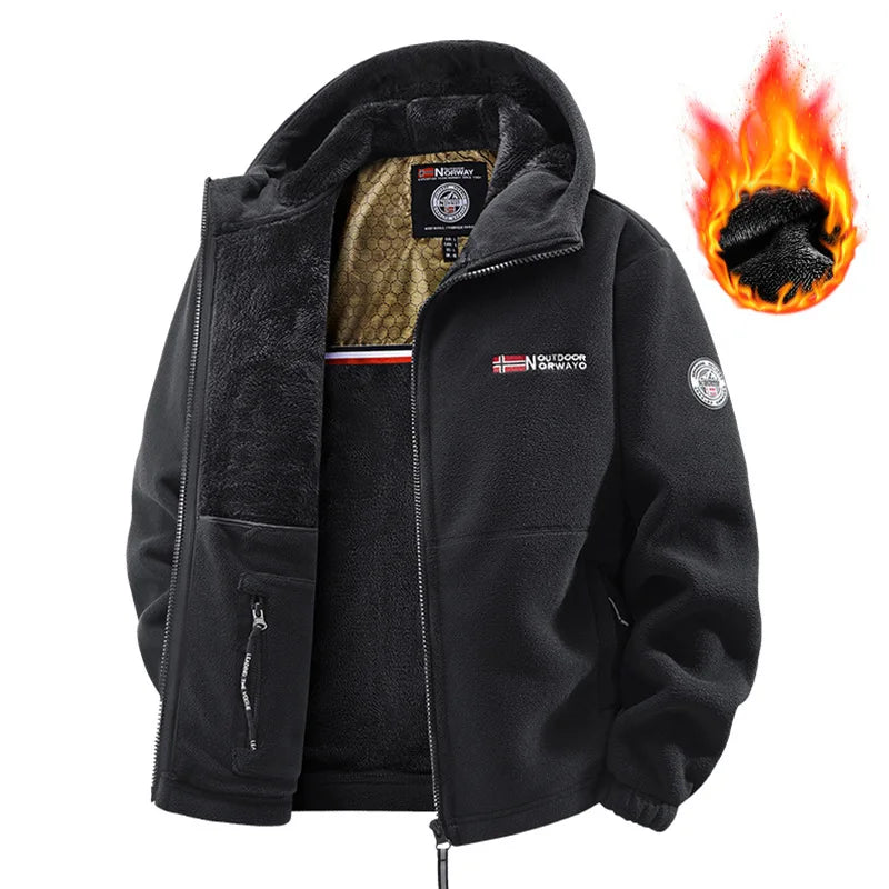 Ayrbao Men's Winter Jacket - Thick Fleece-Lined Hooded Coat