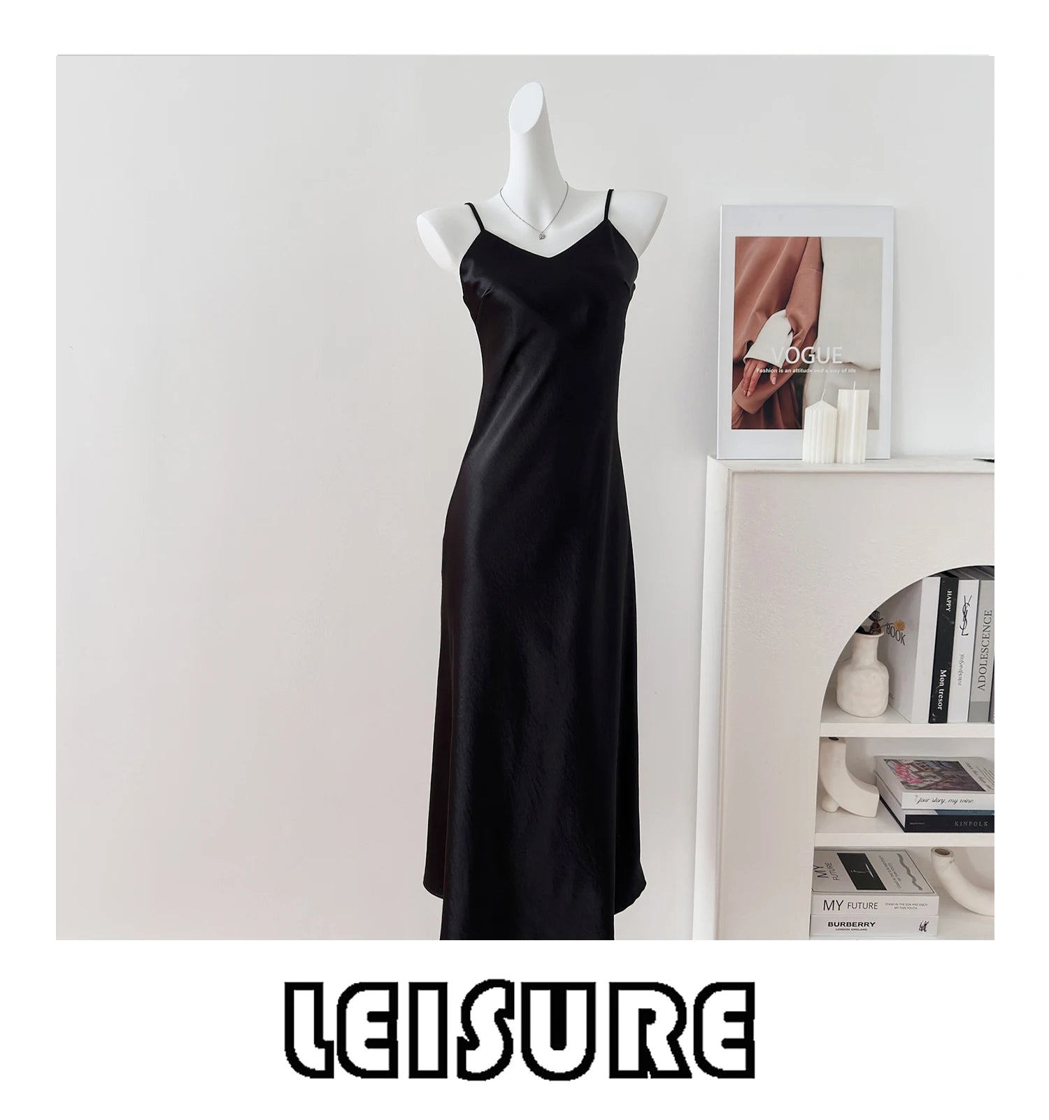 Elegant Chinese Style Satin V-Neck Sleeveless Women's Dress Slimming Waist Design Summer City Walk Long Skirt Inner Wear