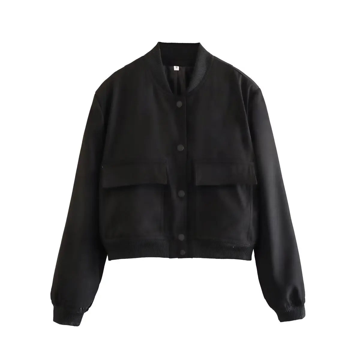 Women's Vintage V-Neck Bomber Jacket with Pockets