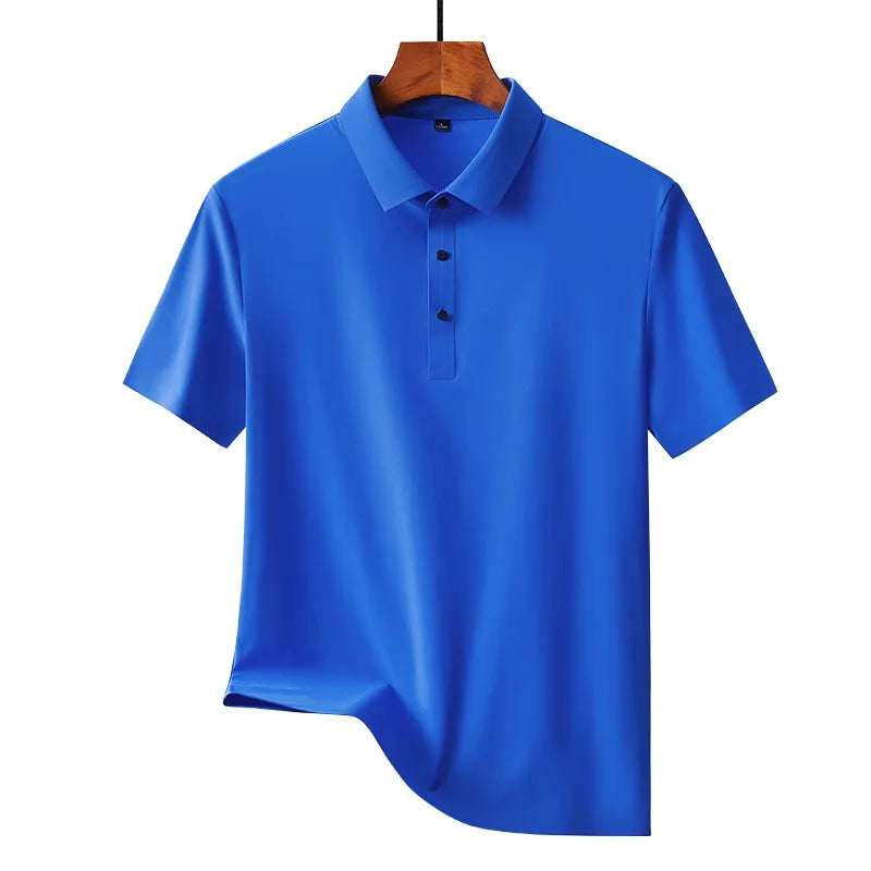 Men's Ice Silk Polo Shirt - Quick-Dry Loose Fit Short Sleeve
