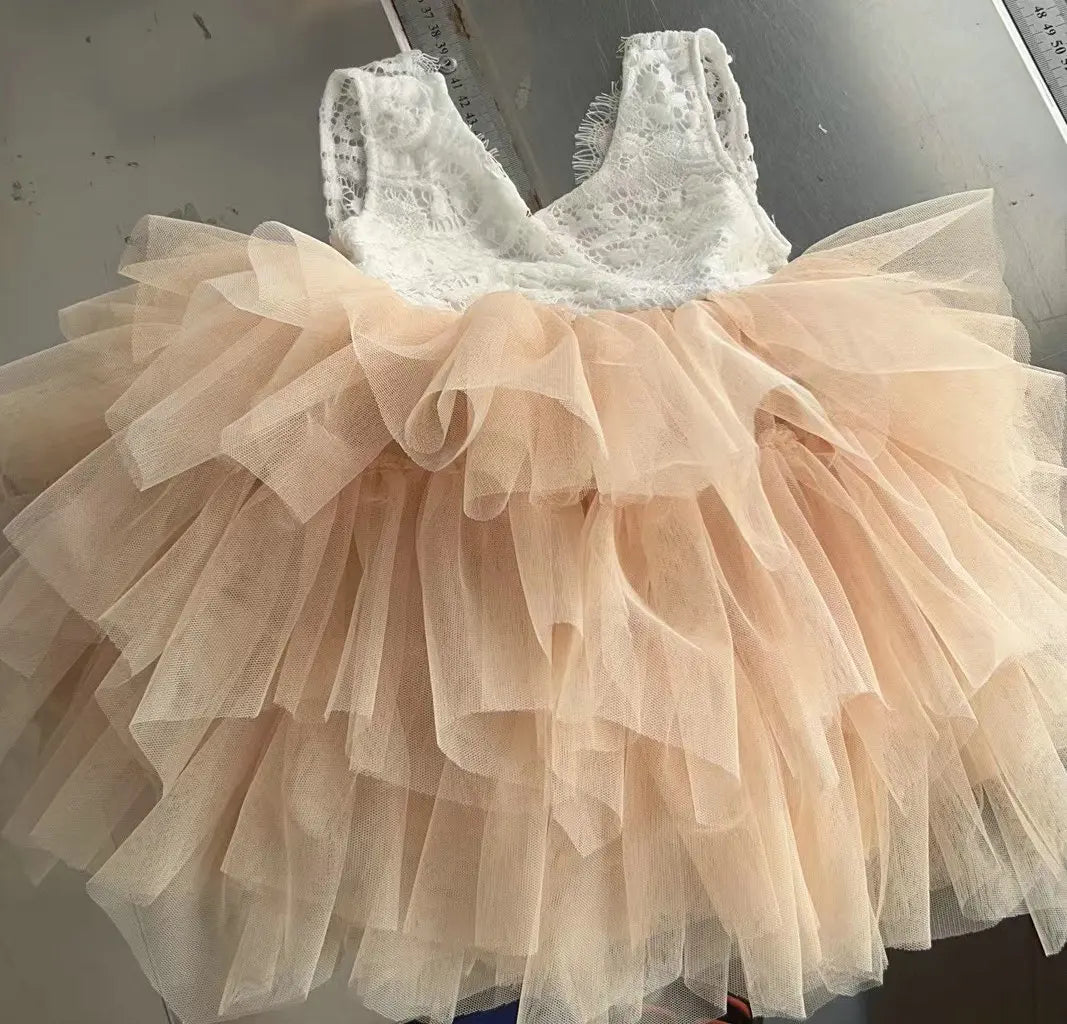 2016 New  Baby Kids Lace Cake Tutu Party Dress Children Princess Dresses Flower Girl Dress Patterns