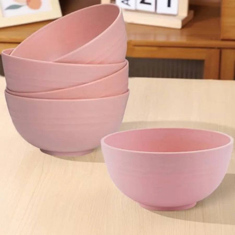 Unbreakable Wheat Straw Cereal Bowls Set of 4, 24 OZ Microwave and Dishwasher Safe Lightweight Soup and Salad Bowl Sets, Reusab