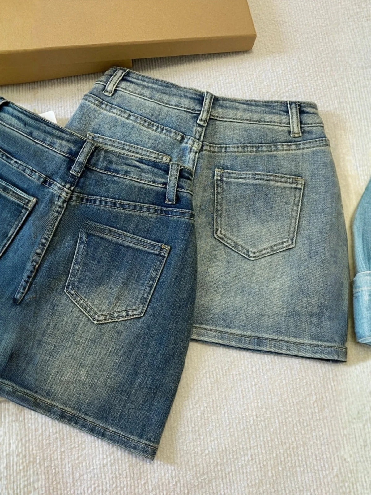 Hot Girl Denim  Skirt Summer plus Size Women's Pear Body Shape Slimming A-Line Short Skirt High Waist Non-Stretch Denim