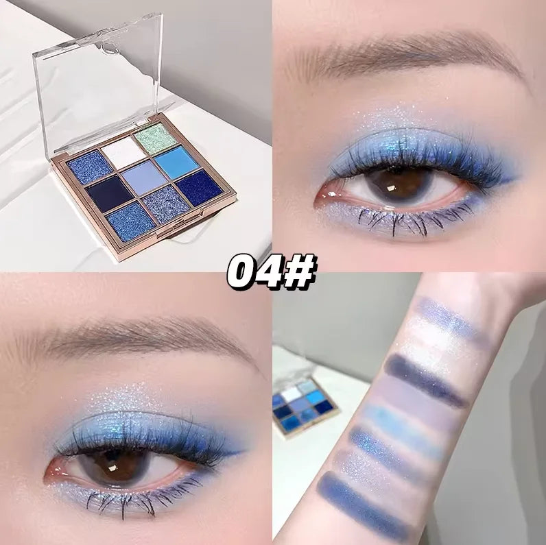 Luminous Illusion 9 Color Eyeshadow Palette,Multi-purpose Matte & Glitter Eyeshadow,High Pigment Long Lasting Eye Shadow Makeup