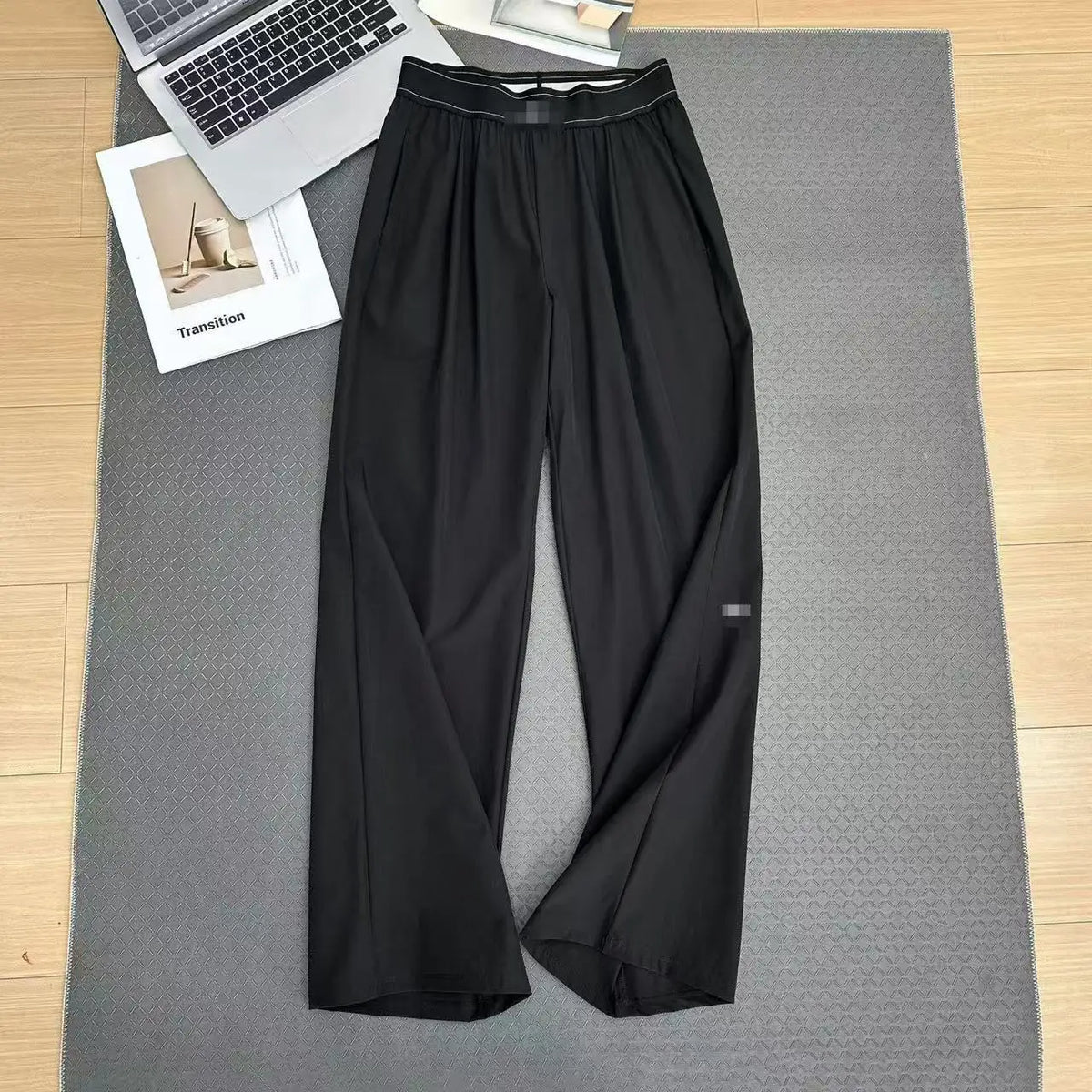 Women's High-Waisted Wide-Leg Casual Pants - Quick-Dry Ice Silk