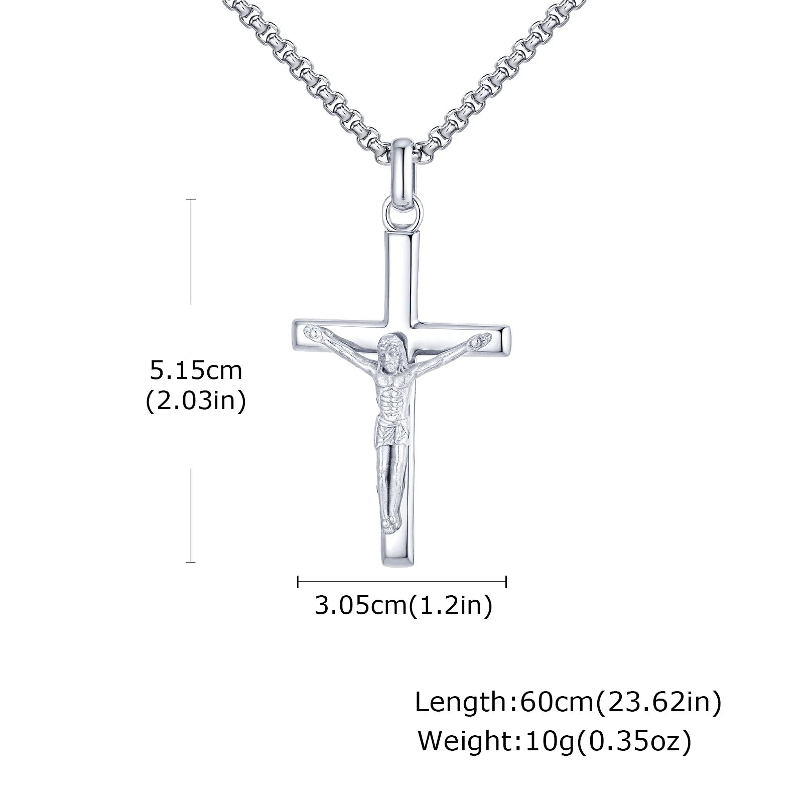 Stainless Steel Cross Necklace For Men, Christian Jesus Pendant Necklace, Catholicism Religious Faith Jewelry Easter Gifts