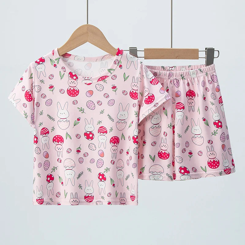 Kids Two Piece Summer Shorts Set Comfortable Versatile Casual Outfit For Boys And Girls