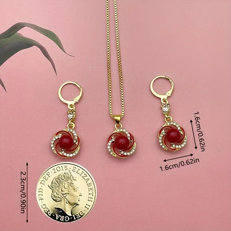 3Pcs Shining Zircon Luxury Elegant Jewelry Sets For Women'S Trendy Versatile Necklace Earrings Jewelry Birthday Gifts